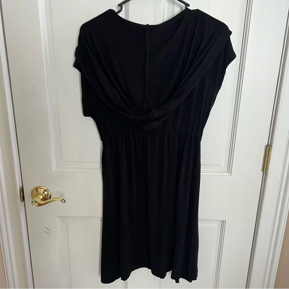 Womens DOTTI Black Hooded Swim CoverUp Drawstring Dress Size XL